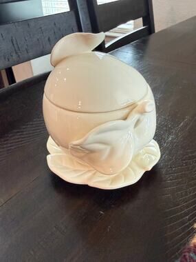 Vintage 80s Goebel W Germany Apple Jam Jar Sugar Bowl Lid Leaf Base 5.5”